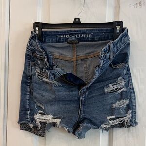 American Eagle Outfitters Distressed Dark Blue Denim Jean Shorts